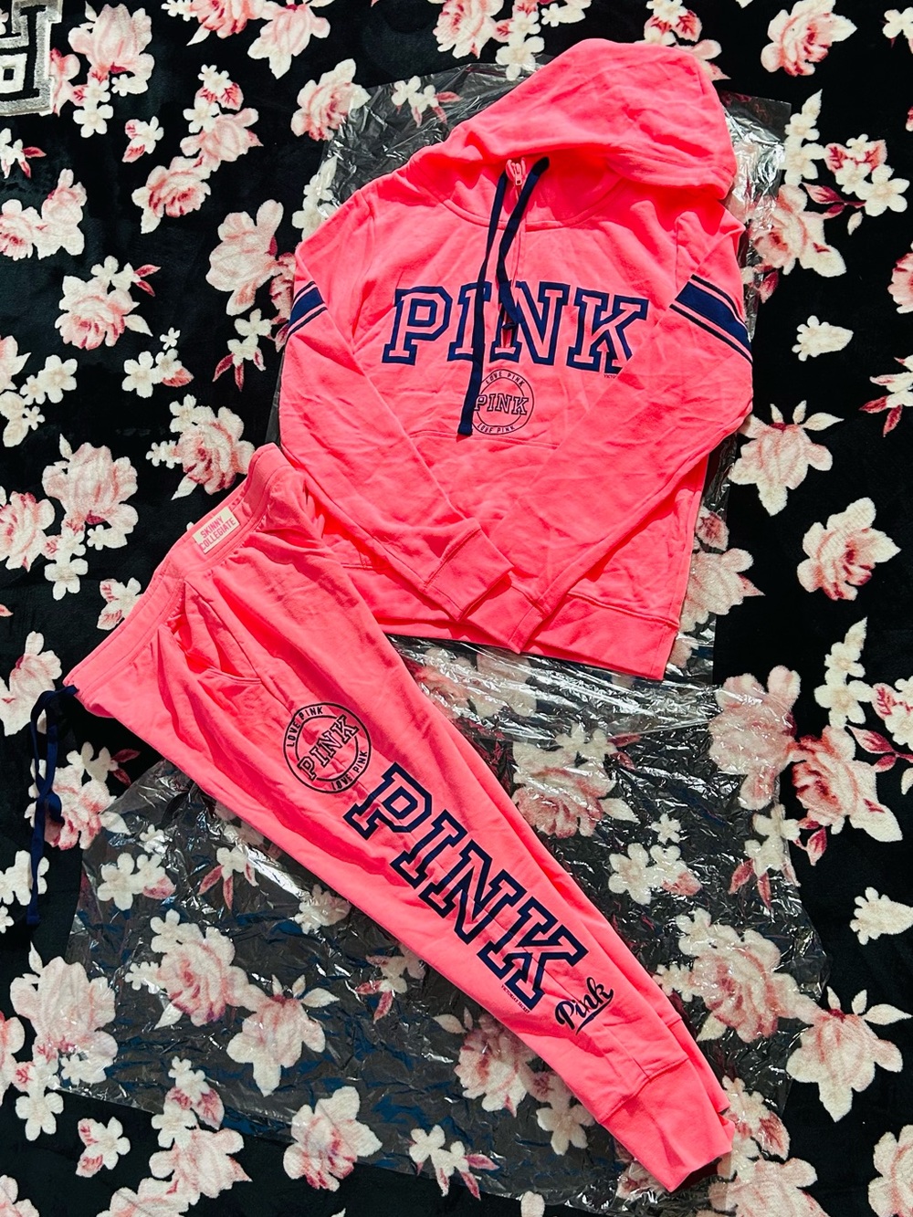 NWT Neon Pink / coral Hoodie & Jogger Set